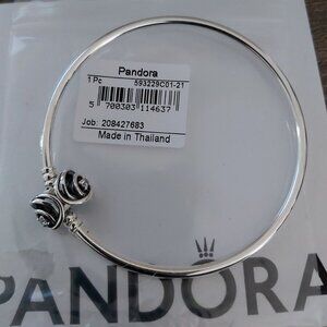 Pandora Moments Limited Edt Sterling Silver Encircled Clasp Bangle 593229C01-21